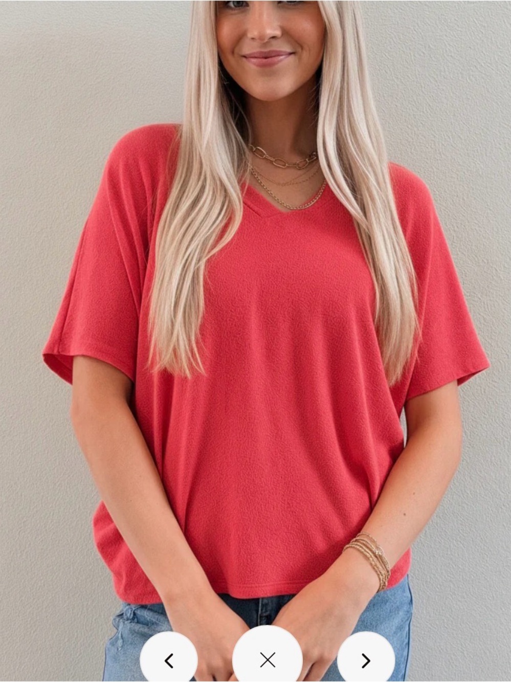 V-Neck Dolman Tunic Top in Bright Coral Pink